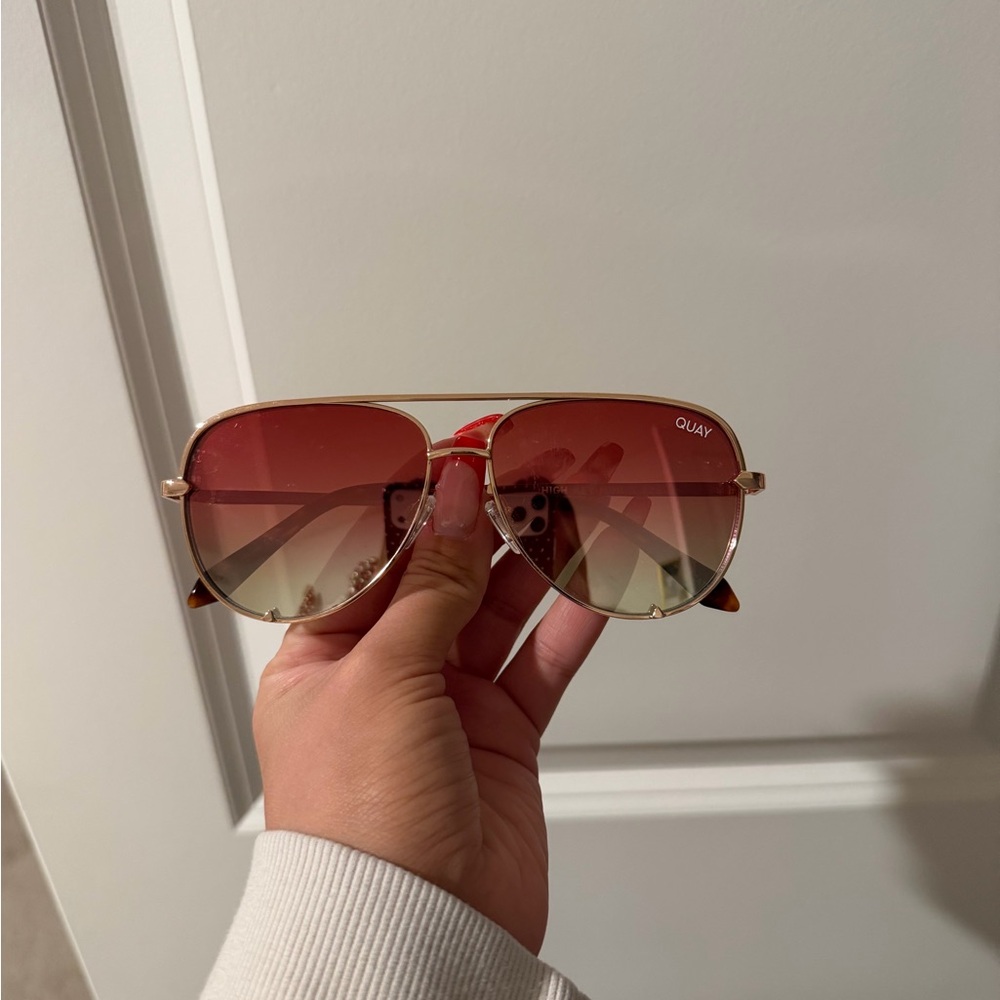 Quay Australia Women's Red Gradient Aviator Sunglasses